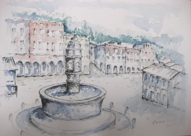 Asolo la piazzetta — Acquerelli